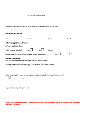 SOFTWARE REQUEST FORM FOR AWC CLASSROOMS, COMPUTER LABS, AND ...