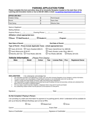 Parking Application Form