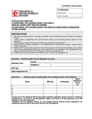 Singapore CPF Housing Grant Application Form