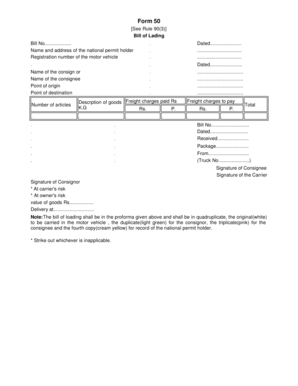 Bill of Lading Form 50