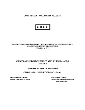 Andhra Pradesh Industrial Clearance Application Form III