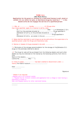 Form 19-A Application for Restricted Drug License