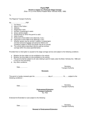 Particular Stage Carriage Permit