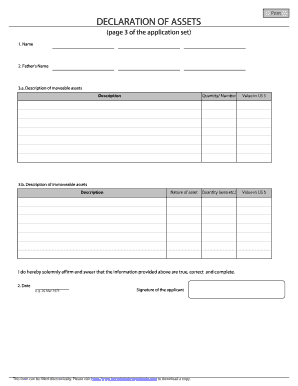 Declaration of Assets