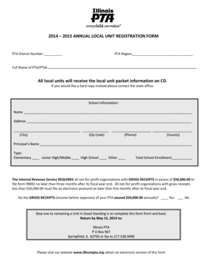 Illinois PTA Annual Local Unit Registration Form