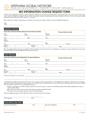 LifePharm IBO Information Change Request Form