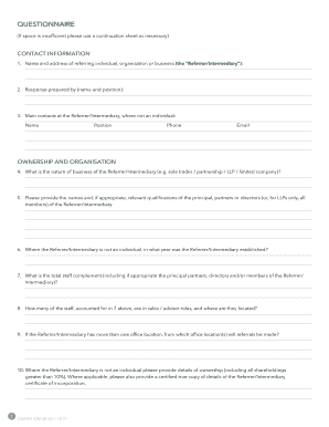 Referral/Intermediary Agreement Questionnaire