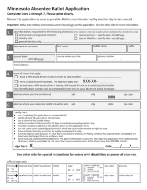 Minnesota Absentee Ballot Application