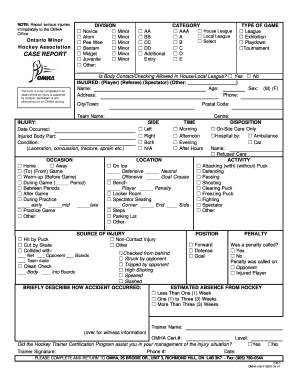 OMHA Injury Report Form
