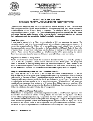 Georgia Articles of Incorporation