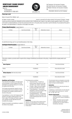 Beneficiary Change Request Form
