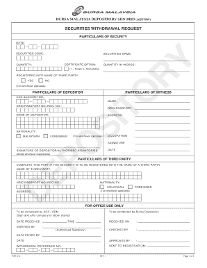 Bursa Malaysia Securities Withdrawal Request Form