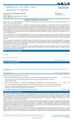 Texas Agricultural Use Appraisal Form 50-129