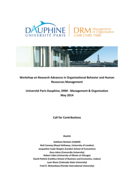 Workshop on Research Advances in Organizational Behavior and Human - drm dauphine