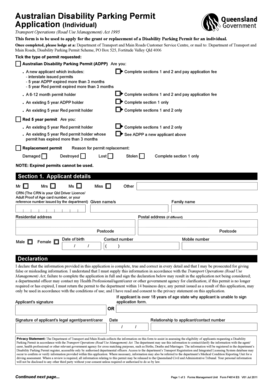 Australian Disability Parking Permit Application