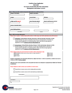 Credit by Exam Application