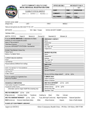 Siletz Community Health Clinic Registration Form