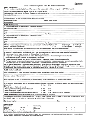 Council Tax Discount Application Form - Job Related Second Home