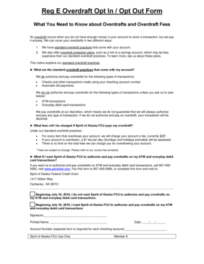 Reg E Overdraft Opt In/Out Form