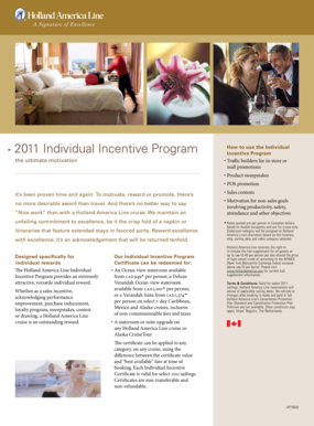 Holland America Line Individual Incentive Program Certificate