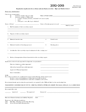Registration Application for Extracurricular Student Activity