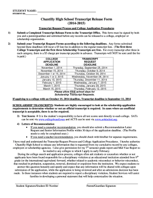 high school transcript request form