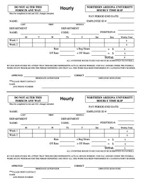Northern Arizona University Hourly Time Slip