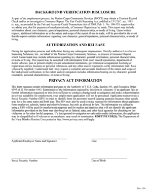 Marine Corps Background Verification Disclosure