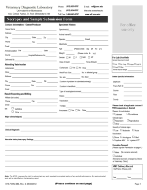 Necropsy and Sample Submission Form