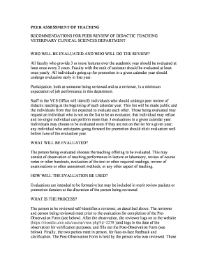 VCS Peer Assessment of Teaching