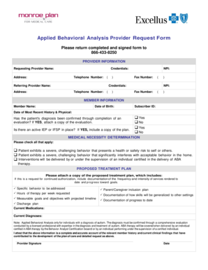 Applied Behavioral Analysis Provider Request Form