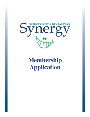 Synergy Orthodontic and Dental Plan Membership Application