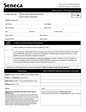 Admission Request Form - Seneca