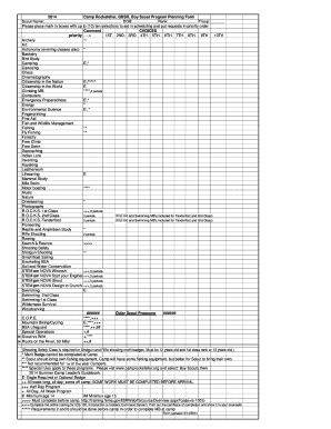 2014 Camp Rockefeller Boy Scout Program Planning Form