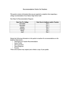 College Recommendation Request Form