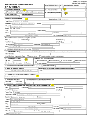 Federal Assistance Application Form