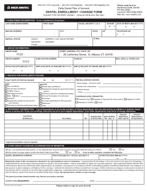 Delta Dental Enrollment Change Form