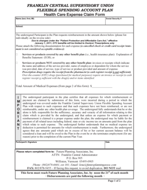 Health Care Expense Claim Form