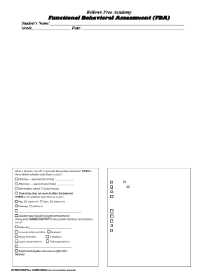 Functional Behavioral Assessment Form