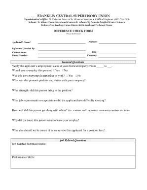 Reference Check Form