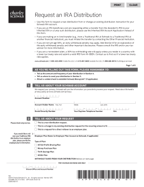 Request An IRA Distribution  Charles Schwab  Fill and Sign Printable