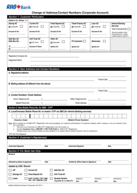 Corporate Account Change of Address Form