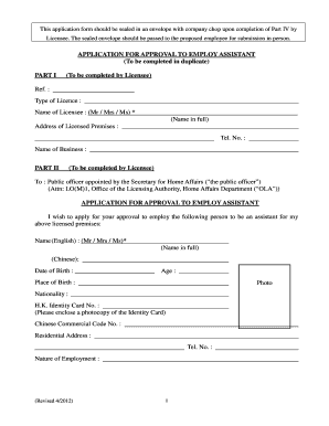 Application for Approval to Employ Assistant