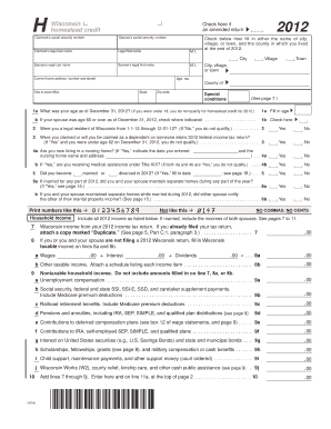 Wisconsin Homestead Credit Form 2012