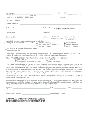 Authorization for Use and Disclosure of Protected Health Information