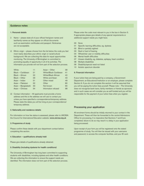 University of Birmingham Enrolment Form