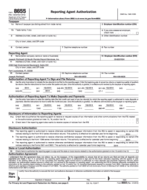 IRS Form 8655 Reporting Agent Authorization