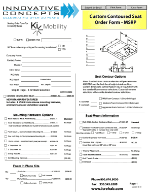 Custom Contoured Seat Order Form