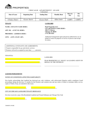Chicago Apartment Lease Agreement