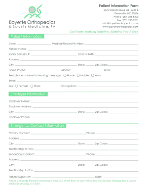 Patient Information Form
